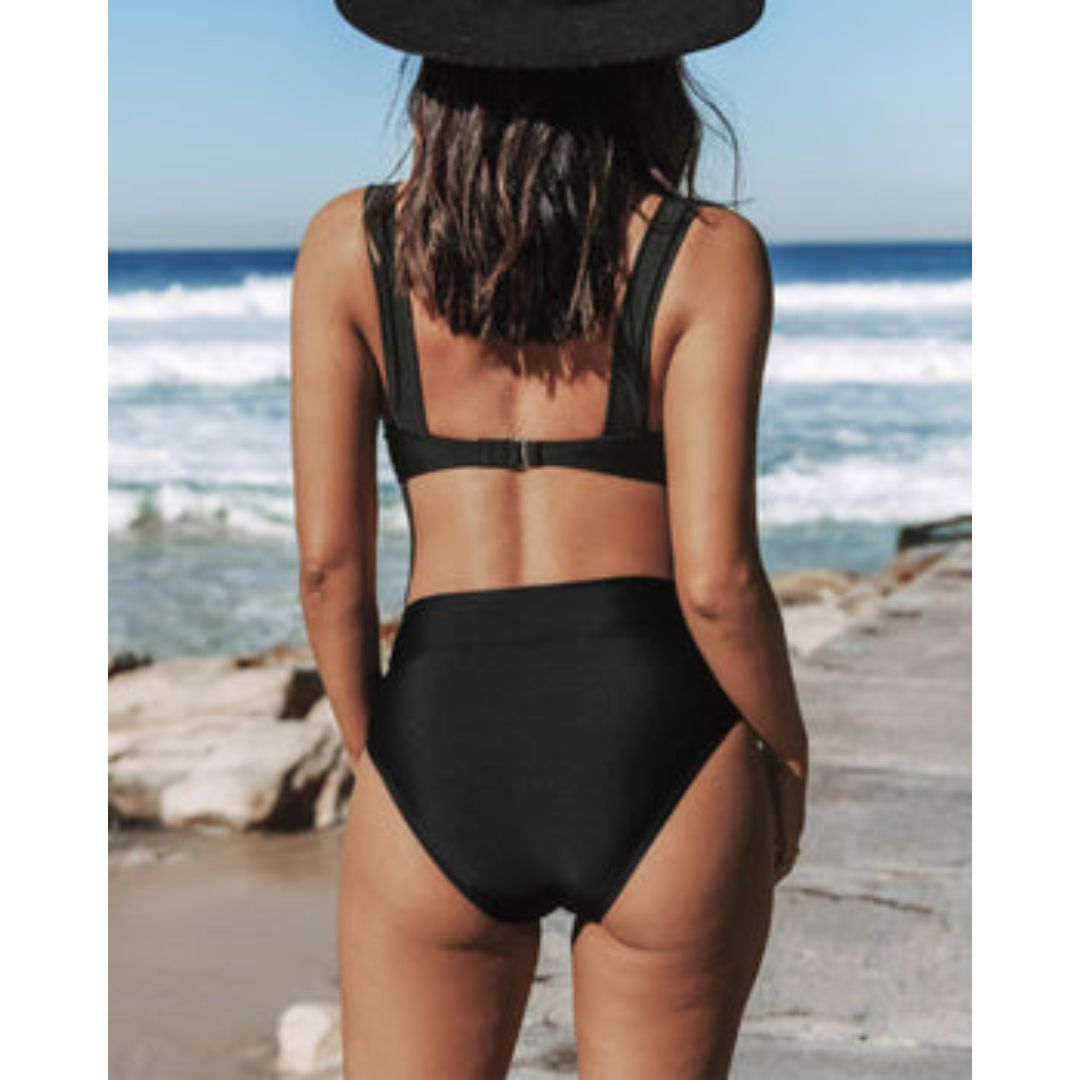 Hilde – Maillot de bain uni taille haute