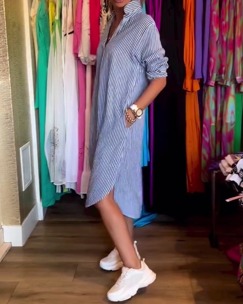 Cato - Robe Chemise Rayée à Col Revers