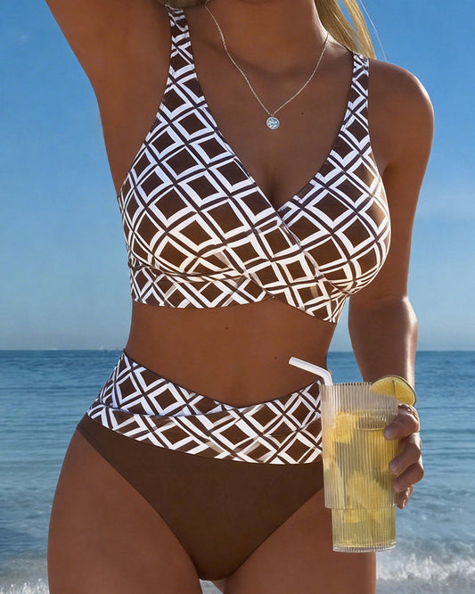 Bikini Deux Pièces Avec Soutien-Gorge Et Motif Diamant