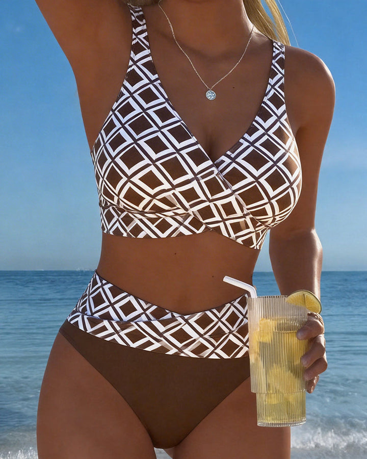 Bikini Deux Pièces Avec Soutien-Gorge Et Motif Diamant