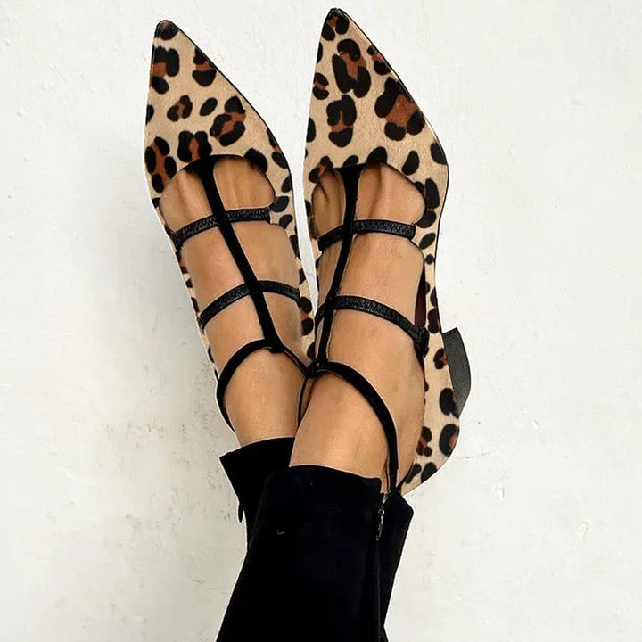 Bridget - Chaussures à Talons avec Sangle Léopard