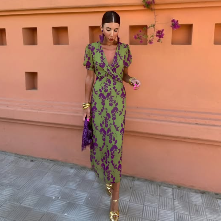 Anaïs™ — Élégante robe midi à motif