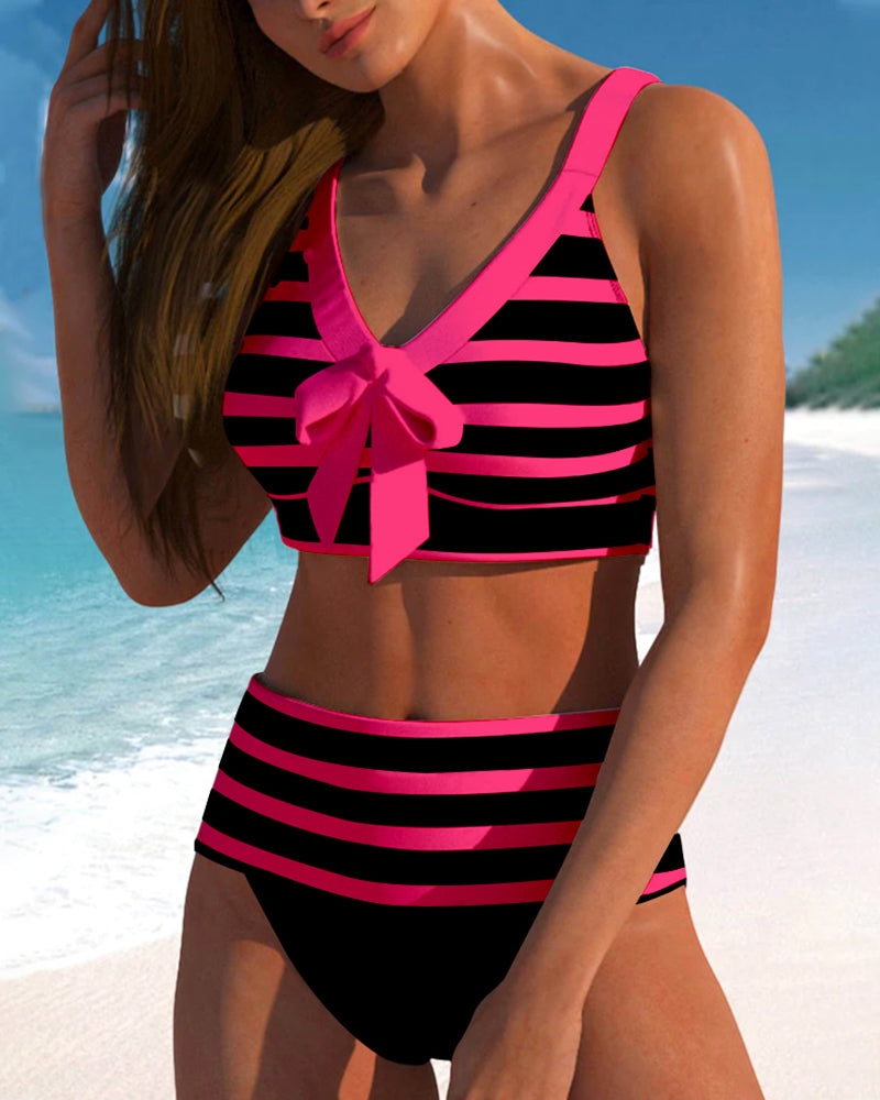 Lula® | Bikini rayé taille haute