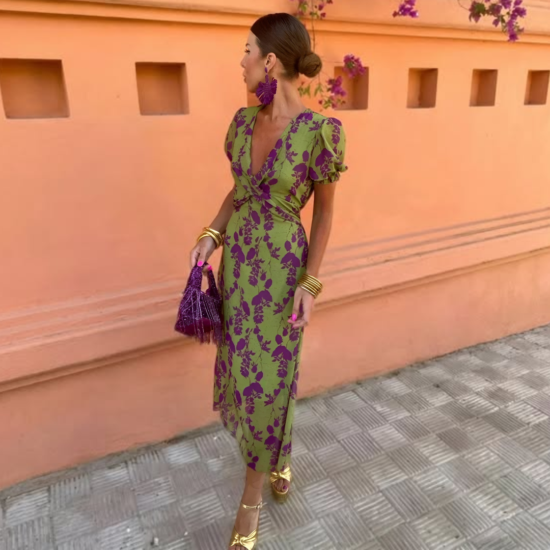 Anaïs™ — Élégante robe midi à motif