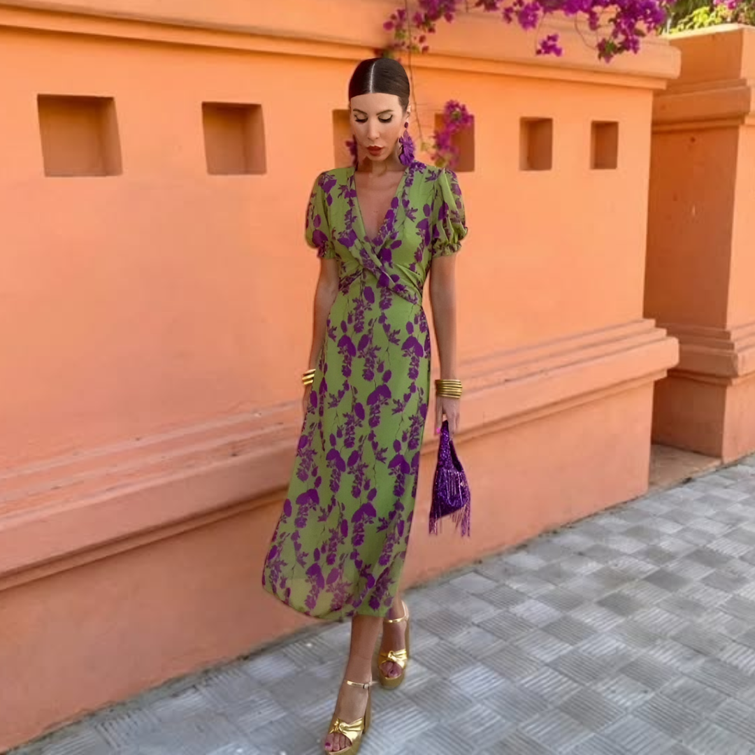 Anaïs™ — Élégante robe midi à motif