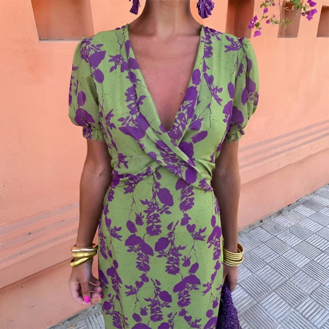 Anaïs™ — Élégante robe midi à motif