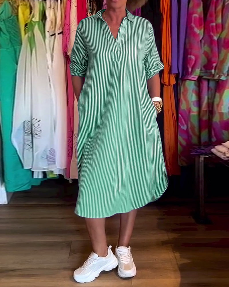Cato - Robe Chemise Rayée à Col Revers