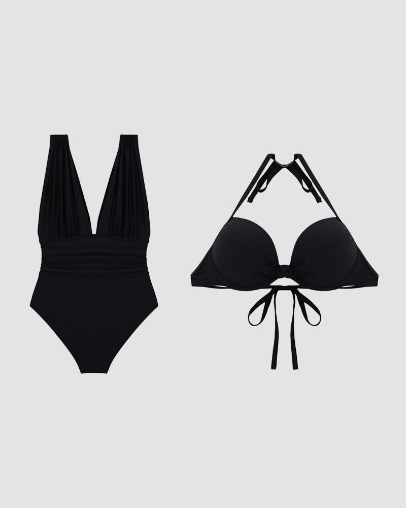 Maillot de bain gainant de luxe avec décolleté en V profond