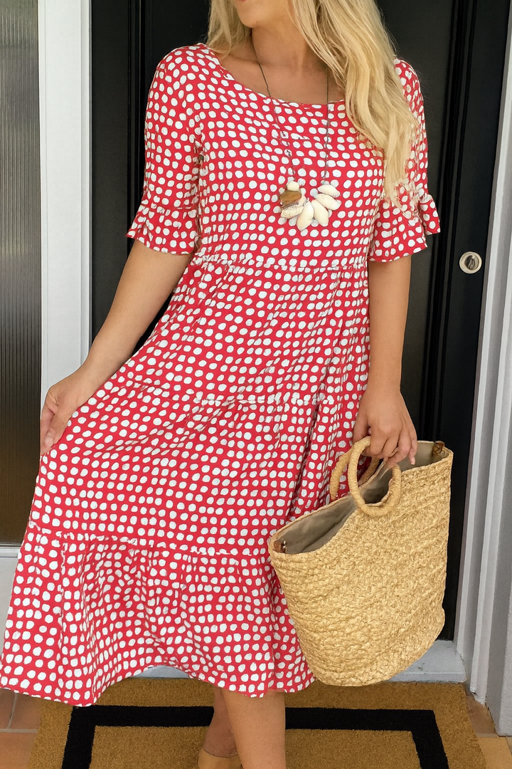 Noémie™ — Élégante Robe Midi Fluide en Tissu Naturel