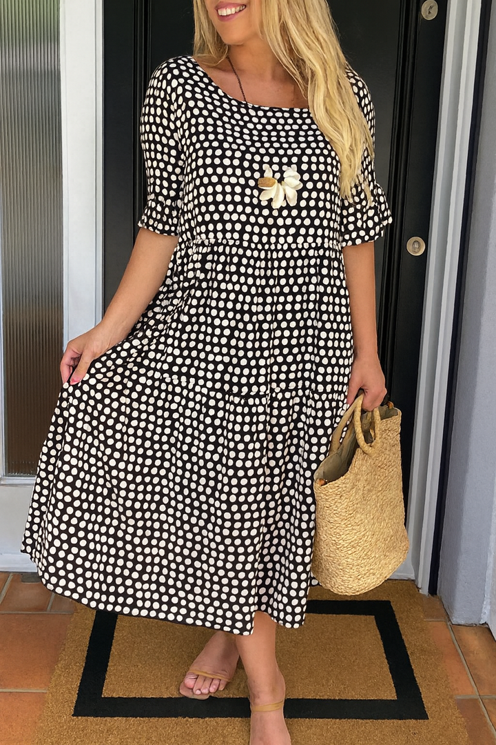 Noémie™ — Élégante Robe Midi Fluide en Tissu Naturel