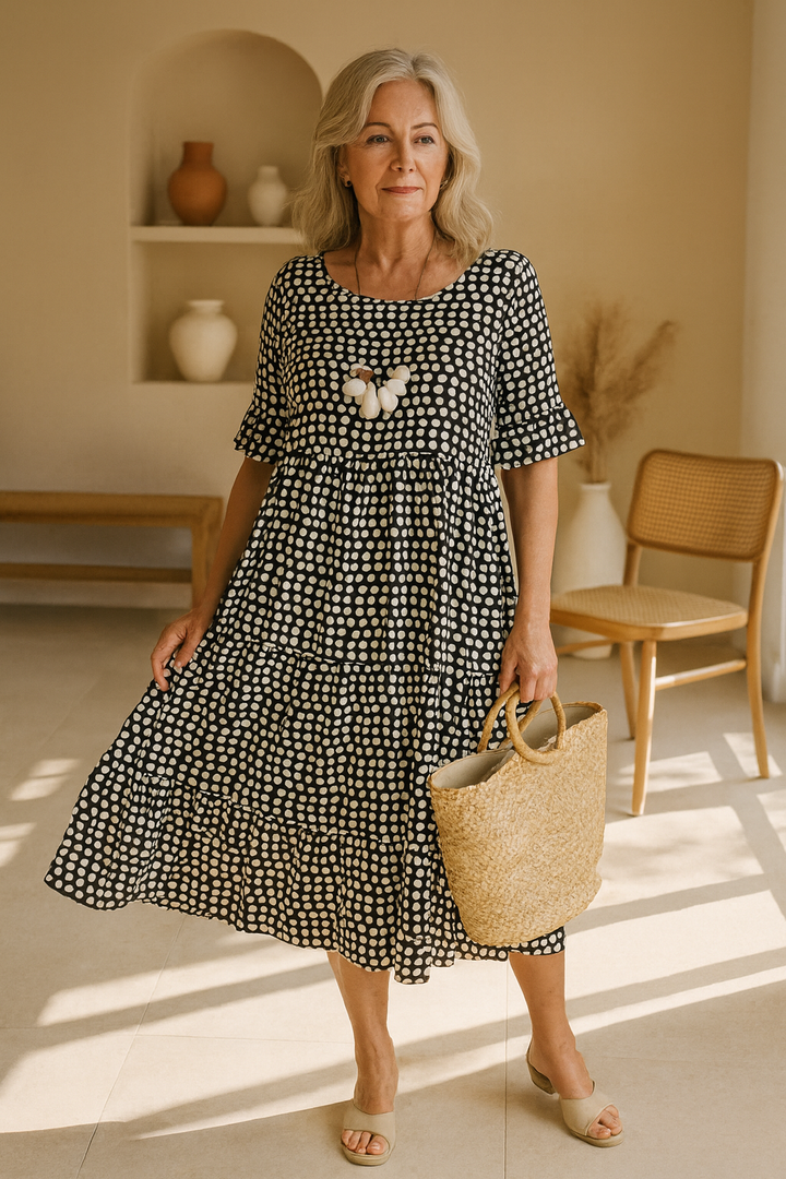 Noémie™ — Élégante Robe Midi Fluide en Tissu Naturel