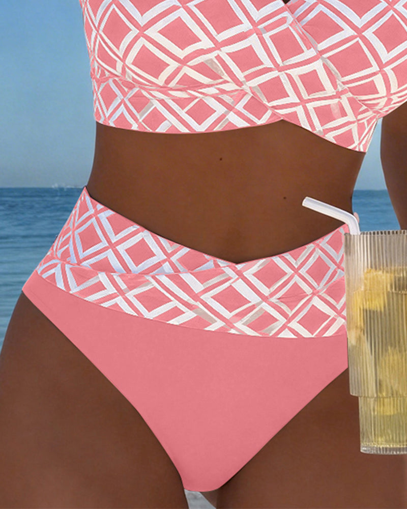 Bikini Deux Pièces Avec Soutien-Gorge Et Motif Diamant