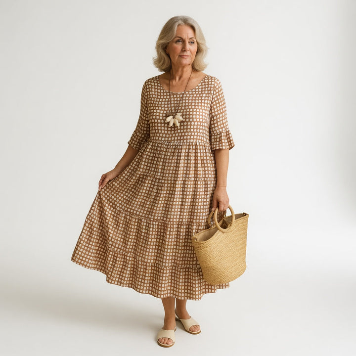 Noémie™ — Élégante Robe Midi Fluide en Tissu Naturel