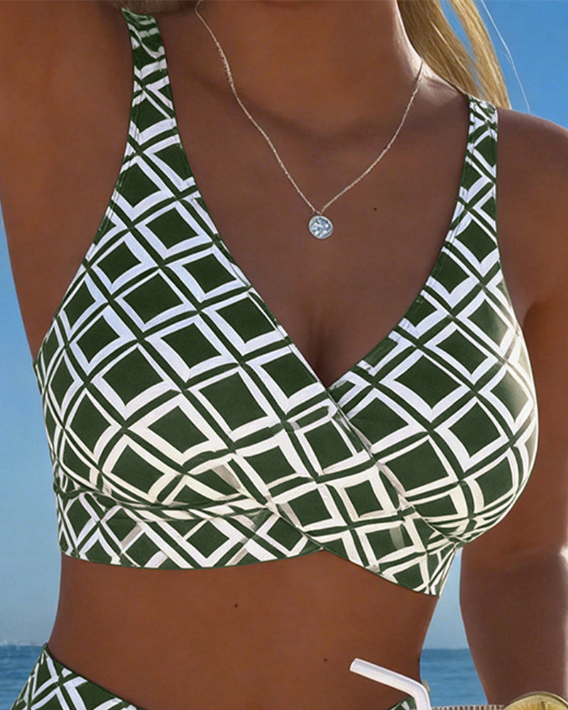 Bikini Deux Pièces Avec Soutien-Gorge Et Motif Diamant