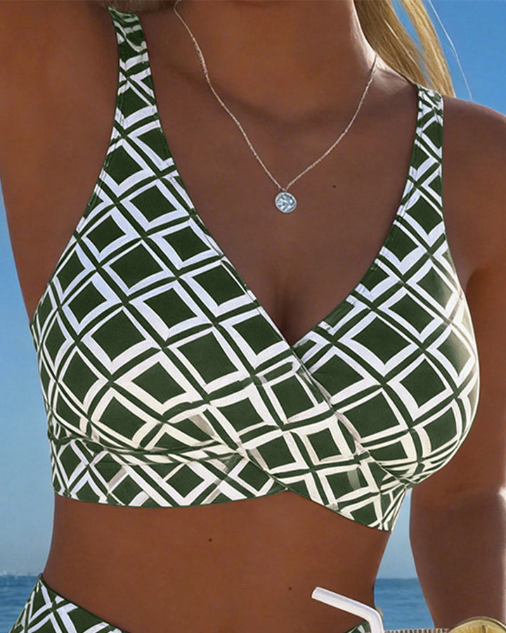 Bikini Deux Pièces Avec Soutien-Gorge Et Motif Diamant