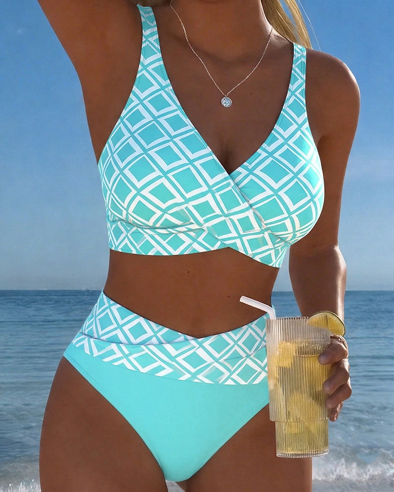 Bikini Deux Pièces Avec Soutien-Gorge Et Motif Diamant