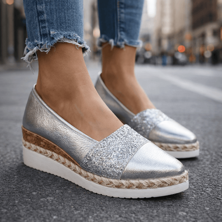 Rita™ | Baskets compensées en paillettes luxe