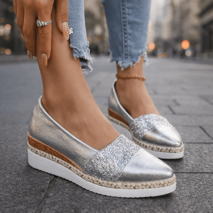 Rita™ | Baskets compensées en paillettes luxe