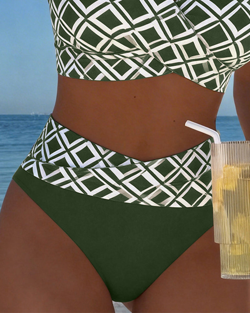Bikini Deux Pièces Avec Soutien-Gorge Et Motif Diamant
