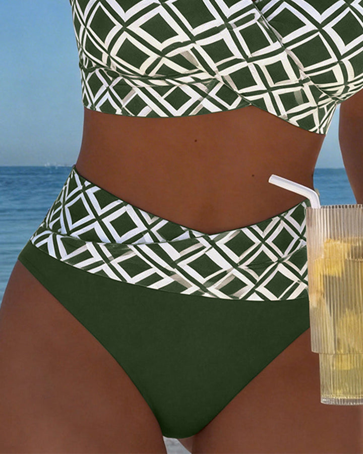 Bikini Deux Pièces Avec Soutien-Gorge Et Motif Diamant
