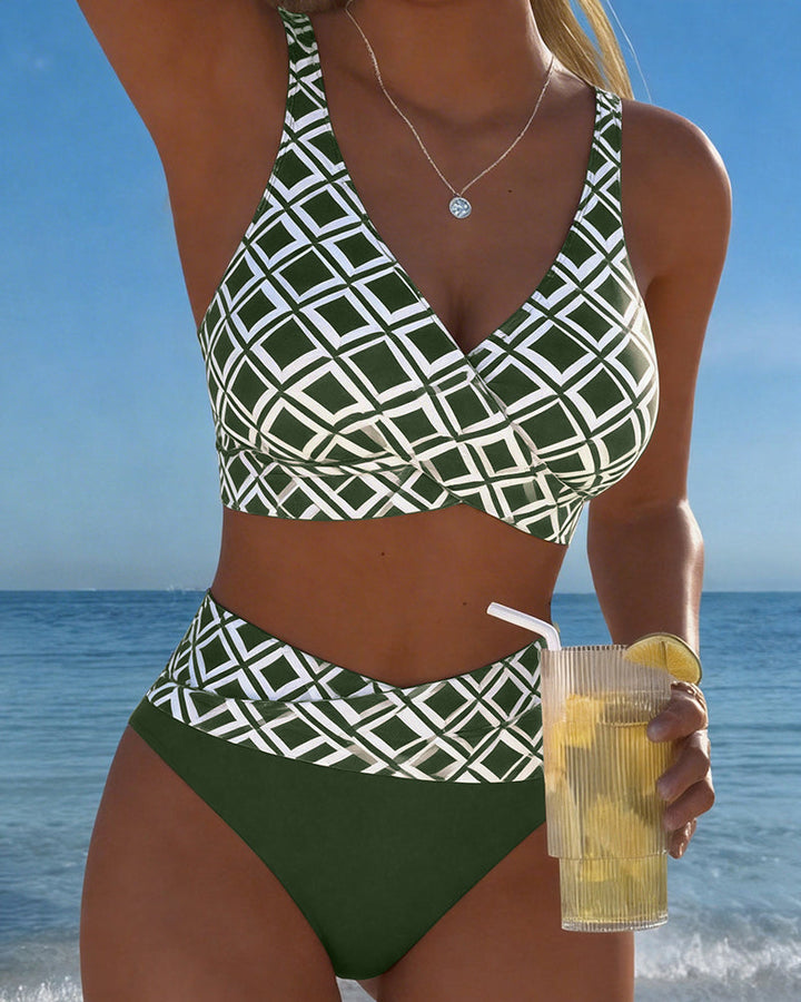 Bikini Deux Pièces Avec Soutien-Gorge Et Motif Diamant