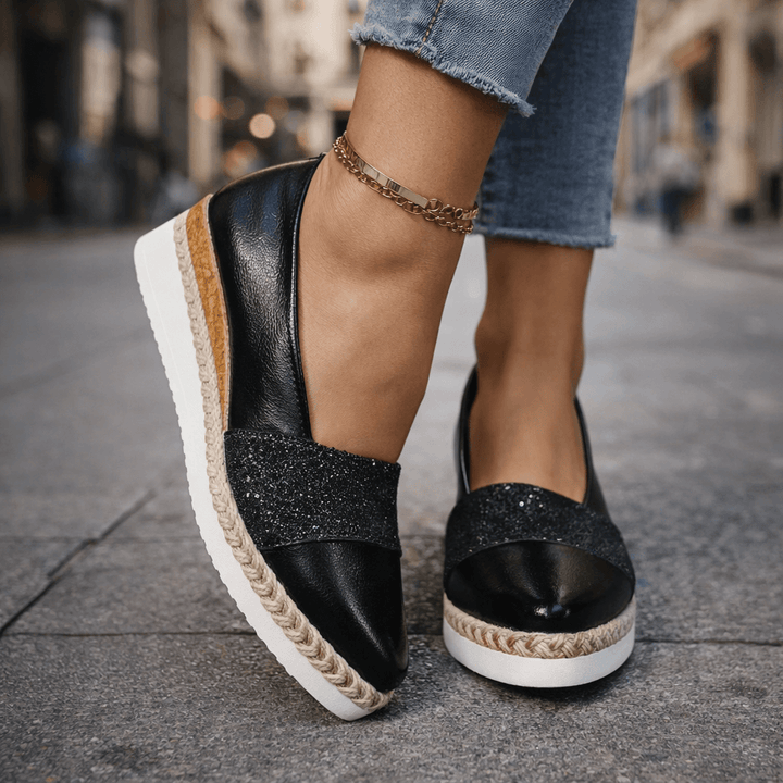Rita™ | Baskets compensées en paillettes luxe
