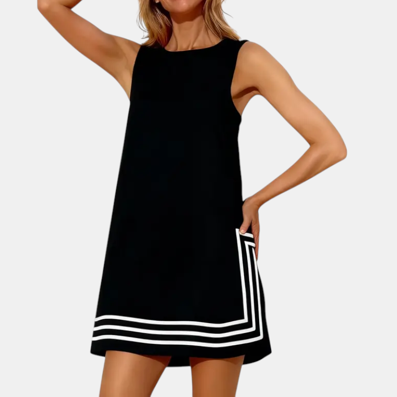 Calinda™ – Robe Mini Sans Manches en Colorblock Bohème
