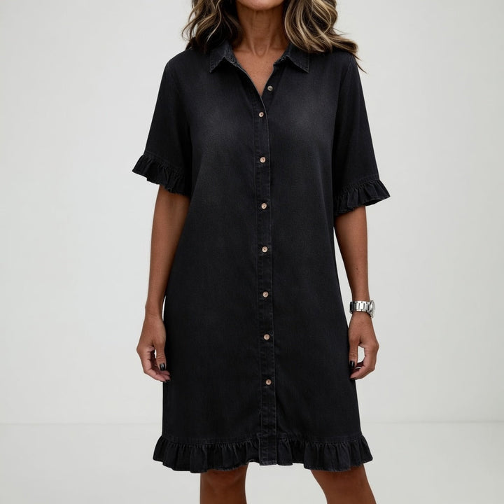 Fanette™ — Robe Chemise en Denim Effiloché au Style Décontracté