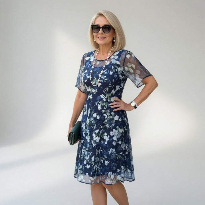 Wulfhilde™ — Élégante Robe Chiffon à Motif Floral