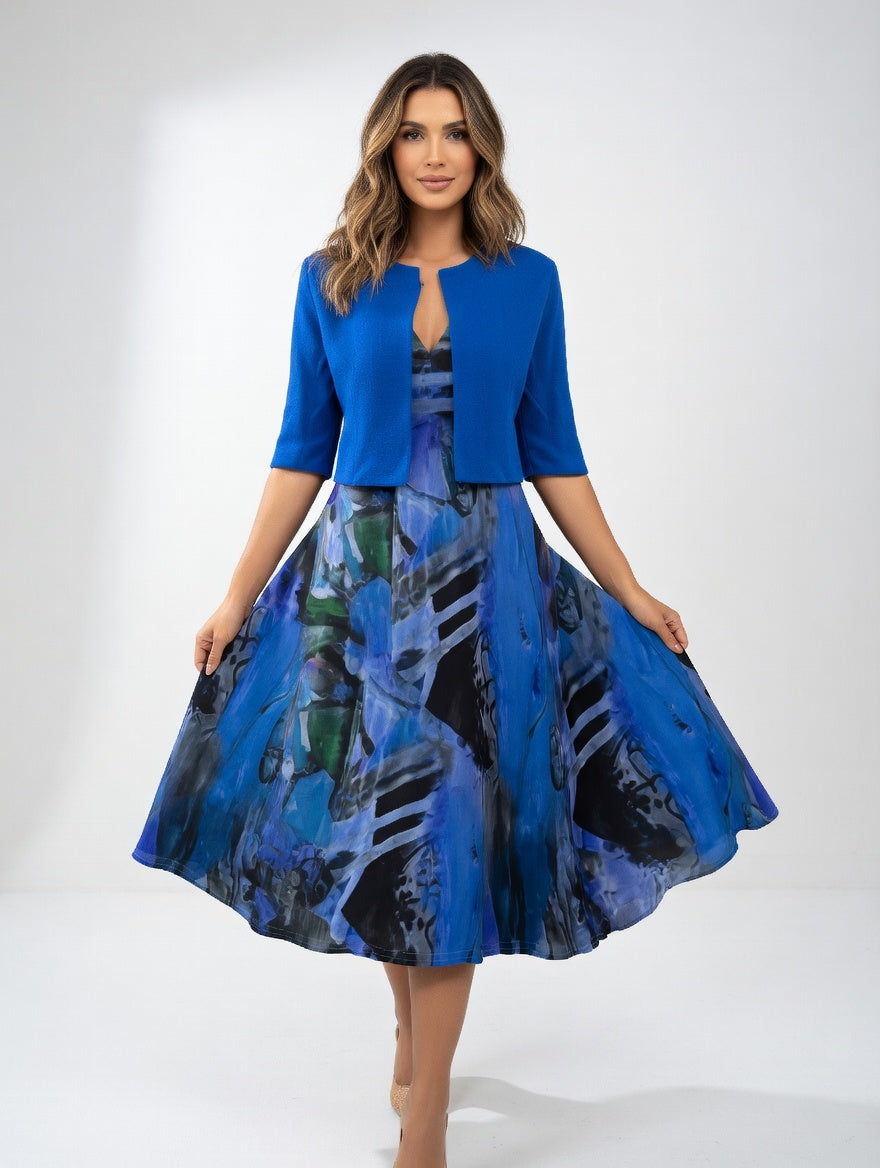 Maéliane™ — Élégante Robe Midi Imprimée et Fluide