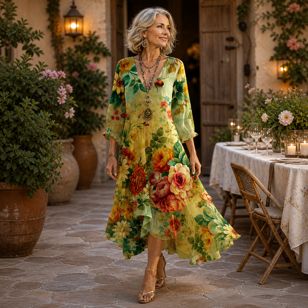 Janessa | Robe Midi Florale Sans Effort