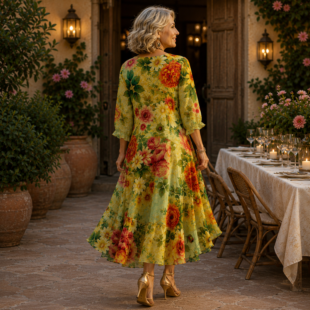 Janessa | Robe Midi Florale Sans Effort