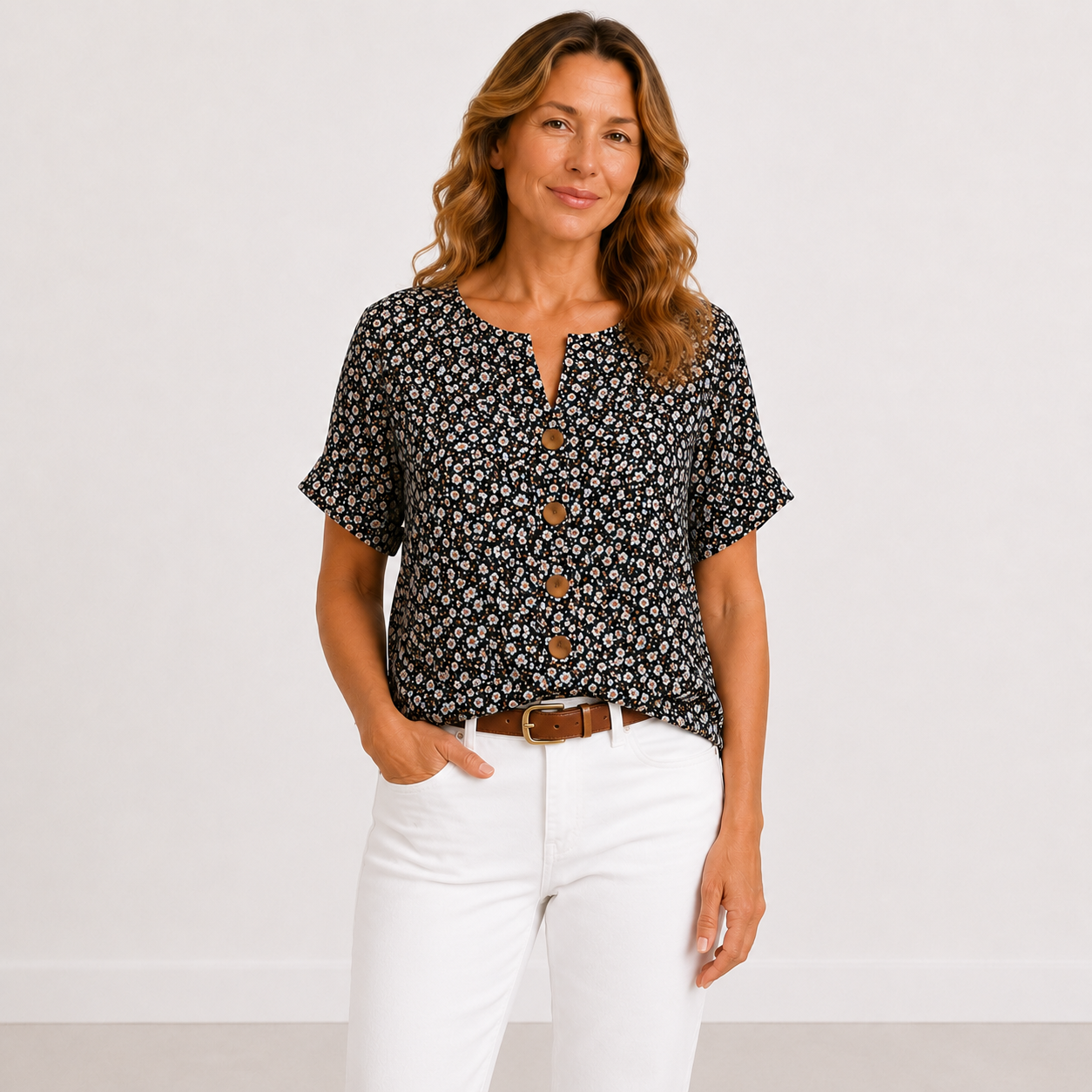 Véronique - Blouse Florale Élégante