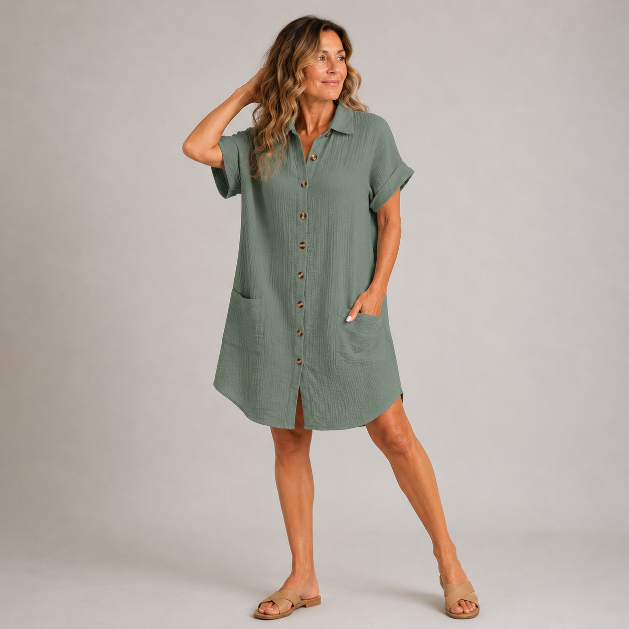 Ambre - Robe Boutonnée en Lin