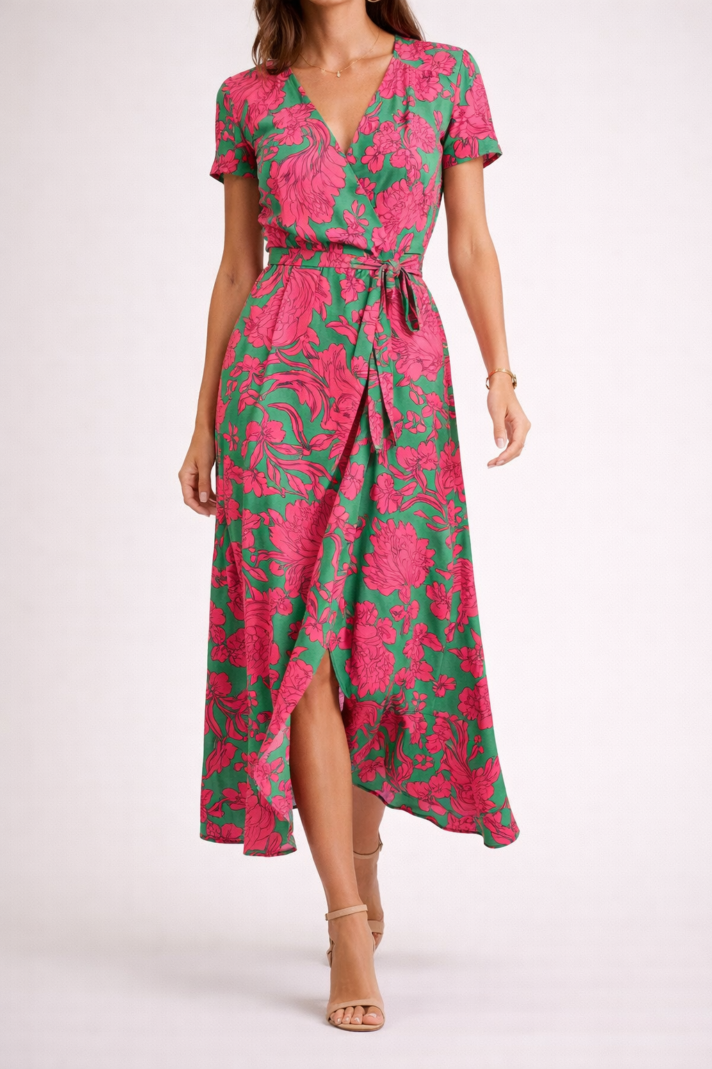 Noémie – Robe portefeuille fluide à imprimé vibrant