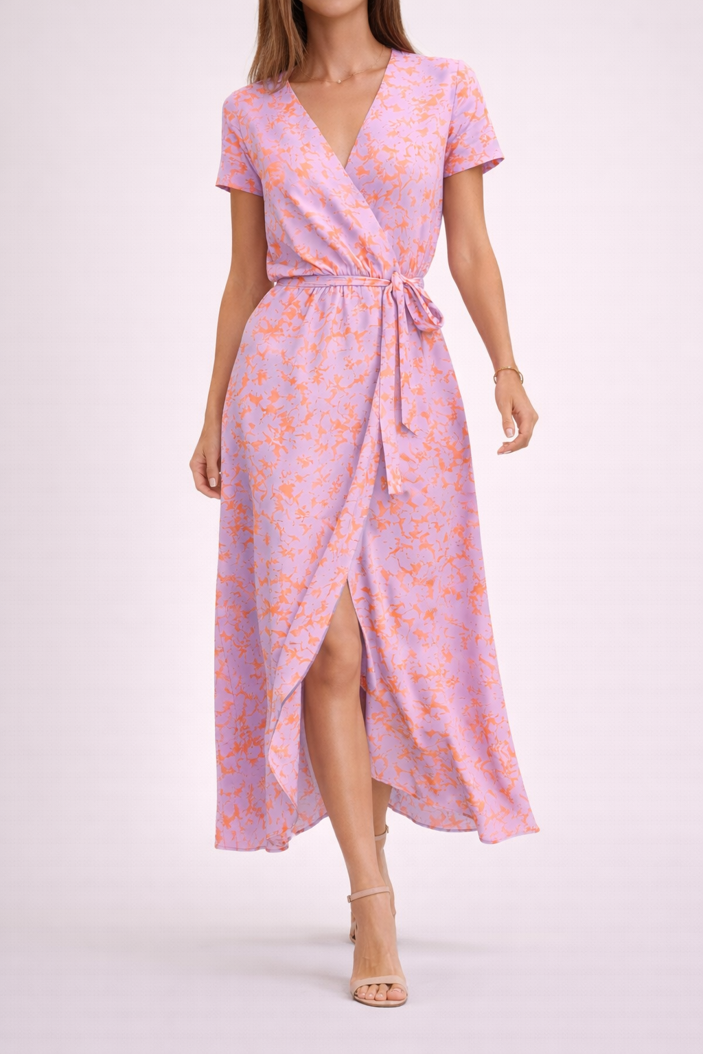 Noémie – Robe portefeuille fluide à imprimé vibrant