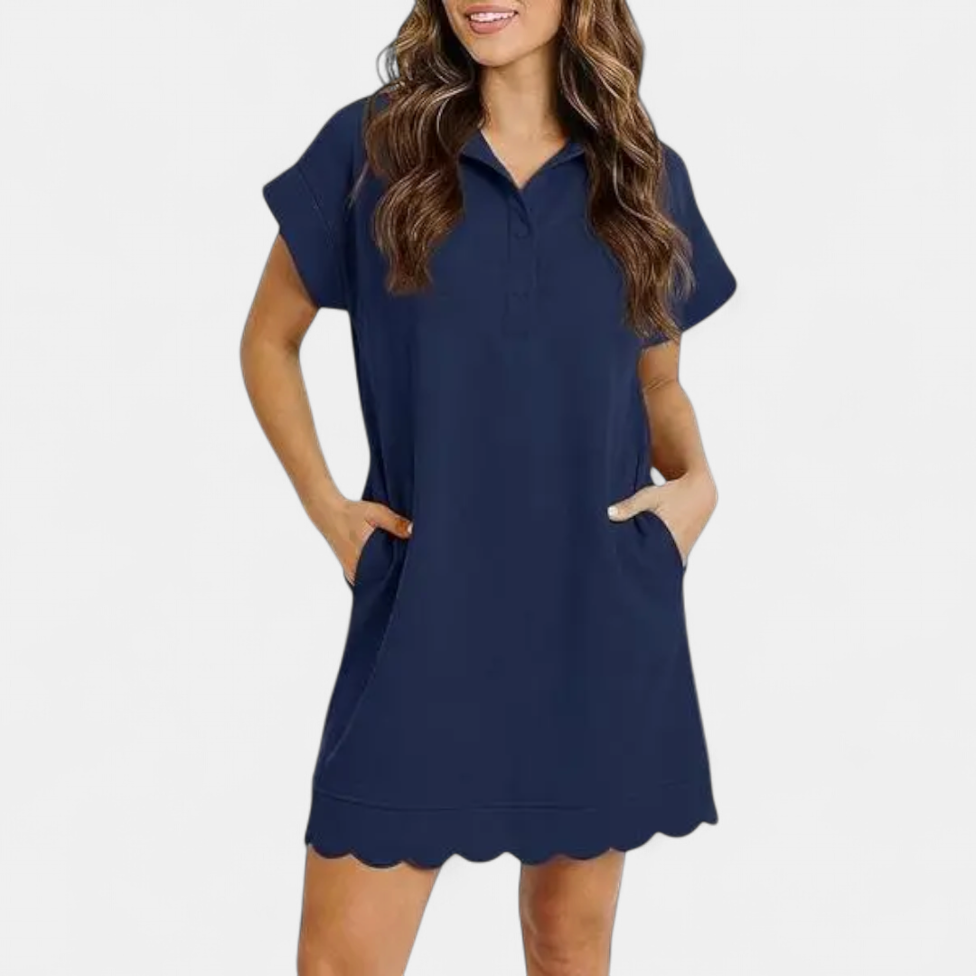 Brinelle™ – Robe à col polo froncé avec poches