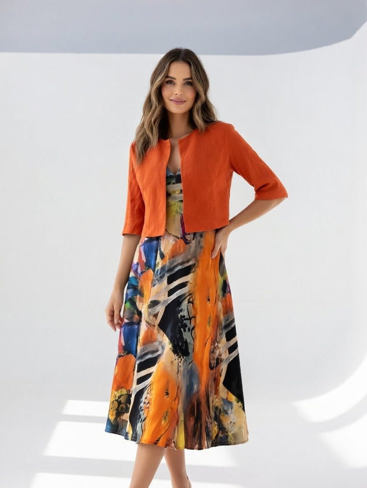 Maéliane™ — Élégante Robe Midi Imprimée et Fluide