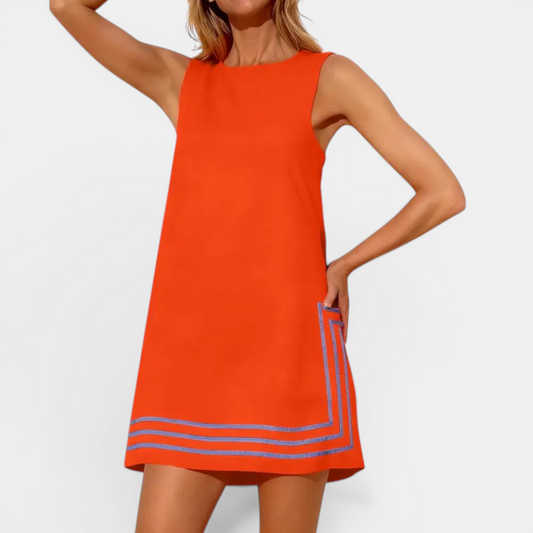 Calinda™ – Robe Mini Sans Manches en Colorblock Bohème