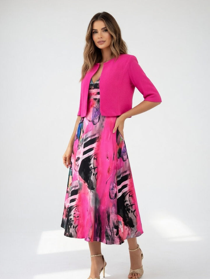 Maéliane™ — Élégante Robe Midi Imprimée et Fluide