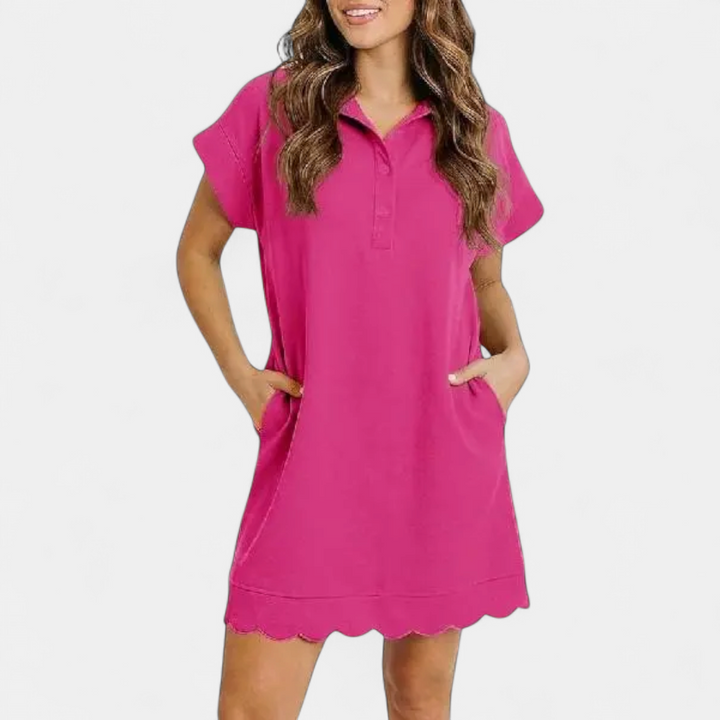 Brinelle™ – Robe à col polo froncé avec poches