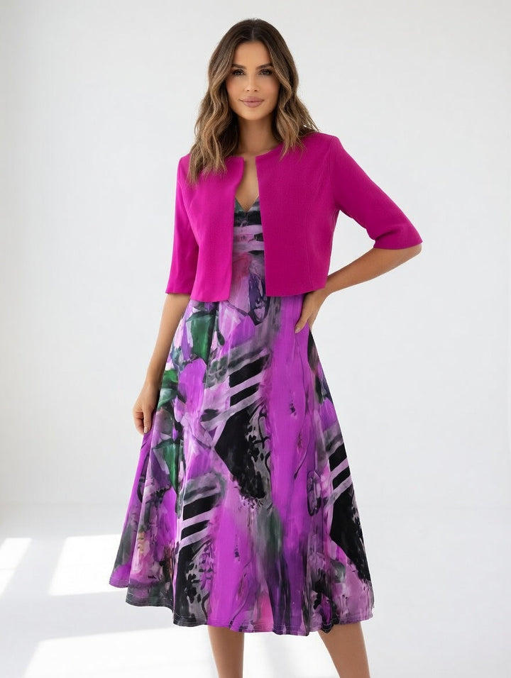 Maéliane™ — Élégante Robe Midi Imprimée et Fluide