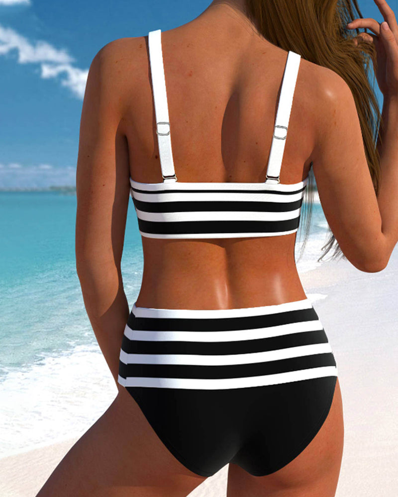 Lula® | Bikini rayé taille haute