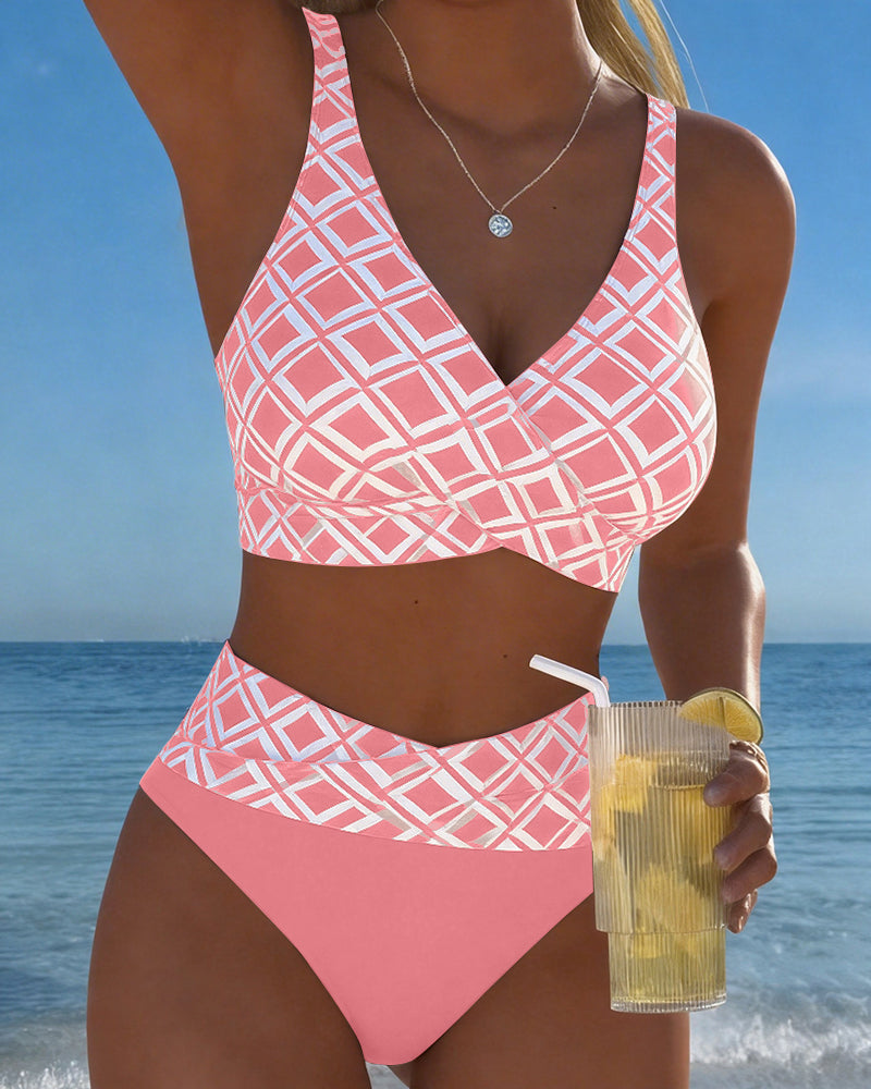 Bikini Deux Pièces Avec Soutien-Gorge Et Motif Diamant