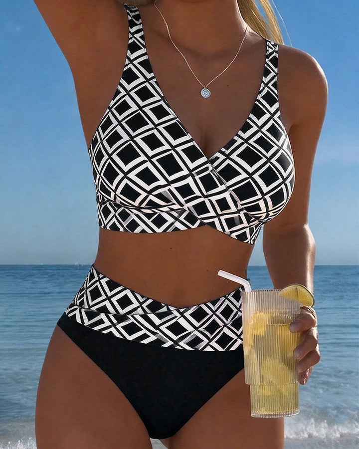 Bikini Deux Pièces Avec Soutien-Gorge Et Motif Diamant