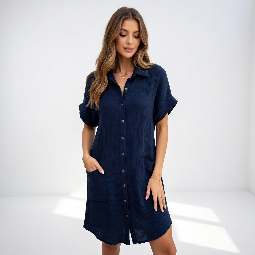 Béatrice™ — Élégante Robe Chemise Pratique et Confortable
