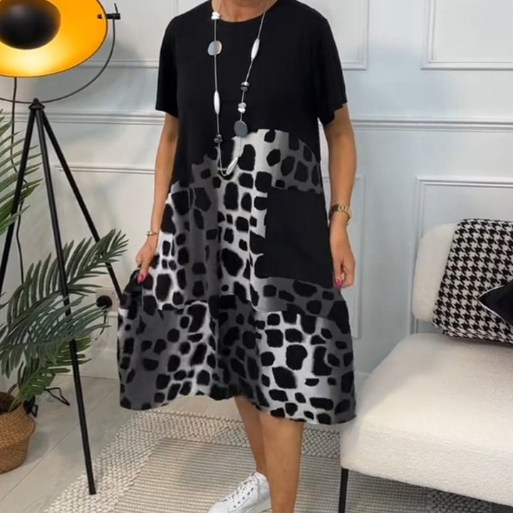 Lisette - Robe ample imprimée à col rond et manches courtes